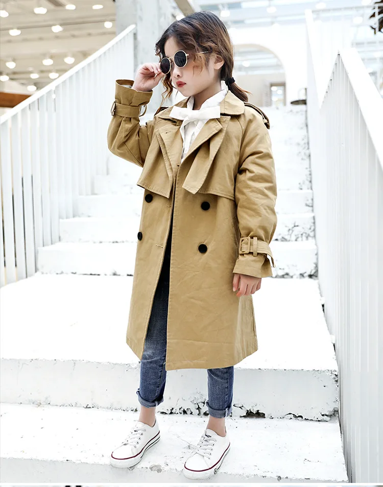 

Latest design Autumn winter button up kids trench coat christmas classic trench for kids