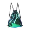 Mermaid Sequin Backpacks Glittering Shoulder Bling Bags Reversible Glitter Drawstring Backpacks Women Beach PE Bags