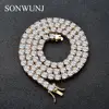 3mm 4mm 5mm Copper Zircon Tennis Chain 1 Row Necklace Hip hop Bling Jewelry Gold Silver CZ Tennis Chain Necklace Iced Out CN033
