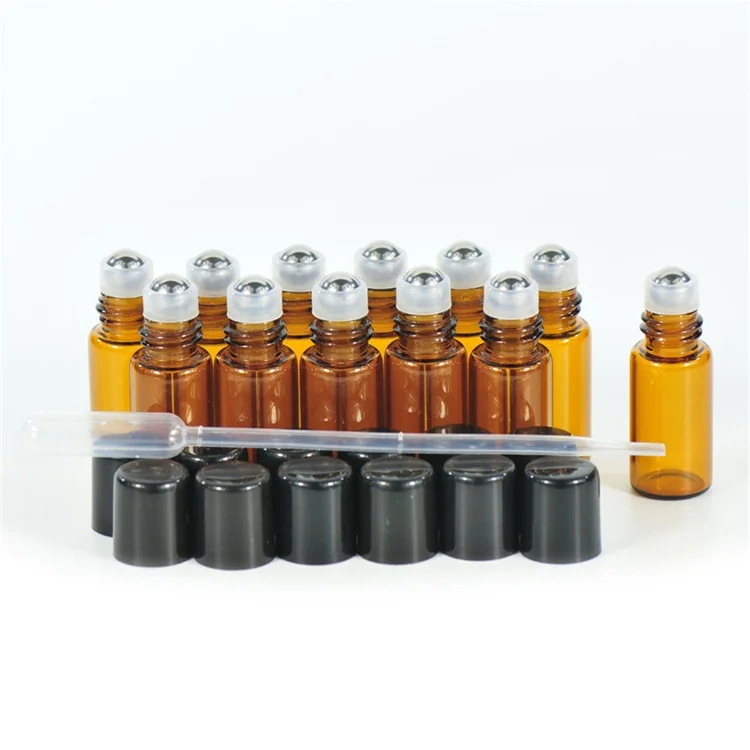 

Wholesale amber color glass roll on perfume bottle 3ml
