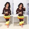 Sale Well 2016 Long Sleeve Ruffle Cotton Outfits Cheap China Wholesale Kids Clothing
