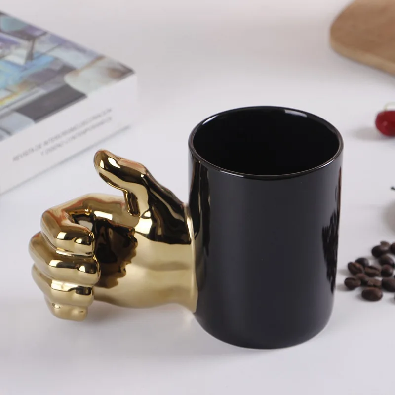 

3d ceramic mug with hand shape handle