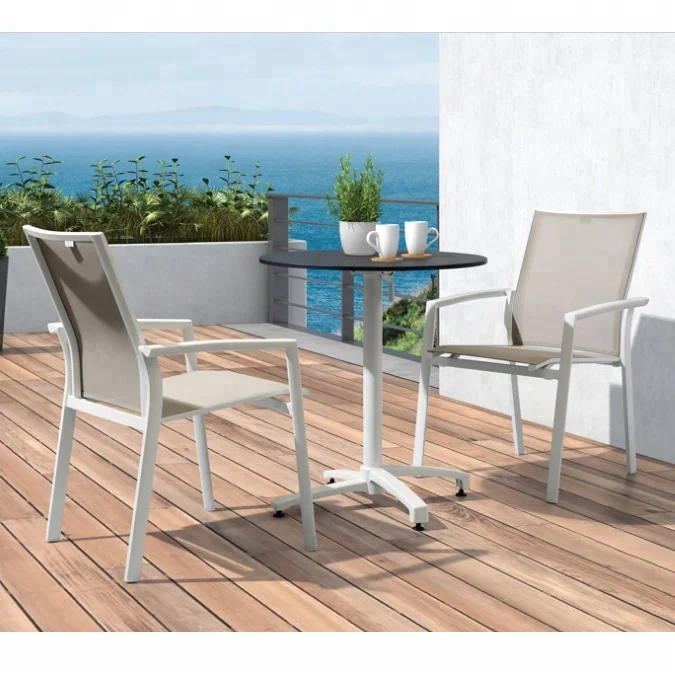 Modern Outdoor Garden Furniture Aluminum Metal Stacking Sling Back