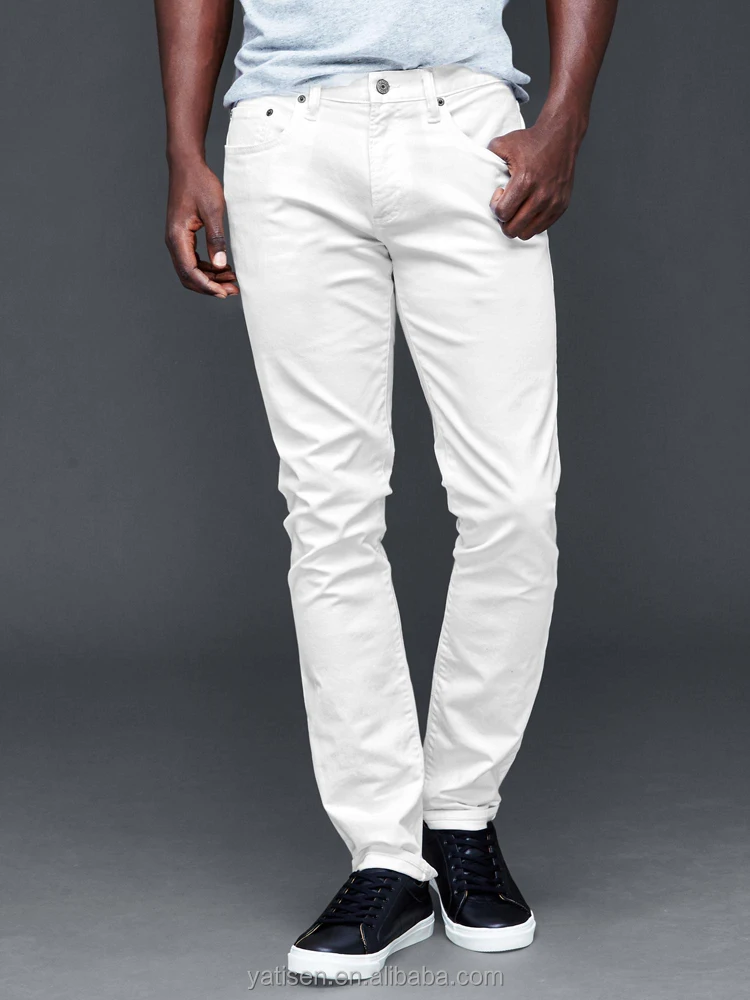 
custom mens new model jeans pants pure white jeans with five bags design <span style=