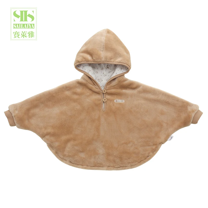 
fashion organic cotton baby autumn winter shawl velvet cloak clothes 