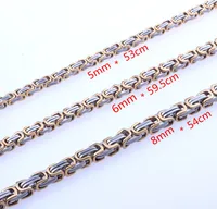 

Customized 5/6/8mm Mens Boys Chain Necklace Gold / Silver Tone Byzantine Box Necklace Stainless Steel Necklace Chain