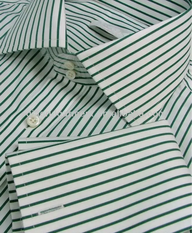 green and white striped dress shirt
