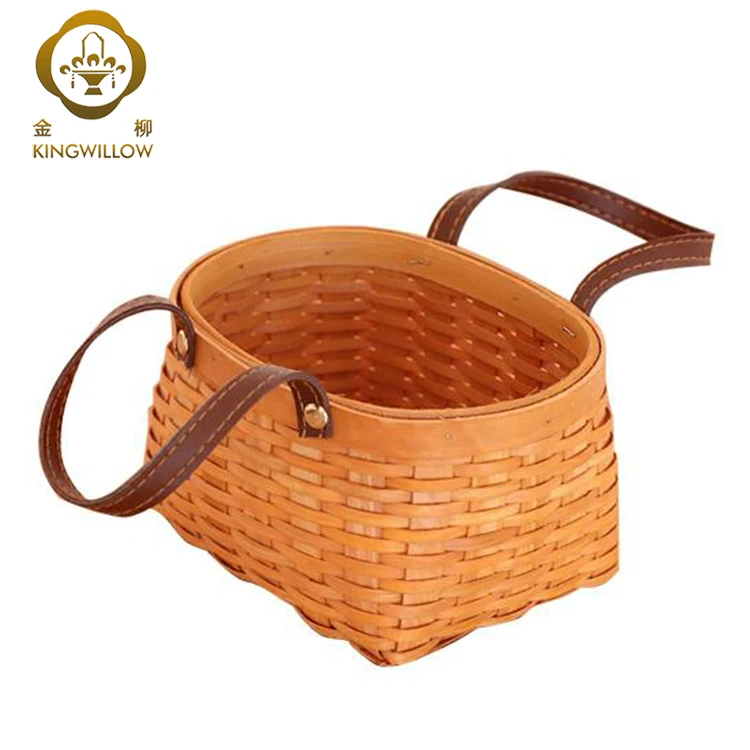 Wooden Storage Basket With Leather Handle Buy Round Baskets,Wicker
