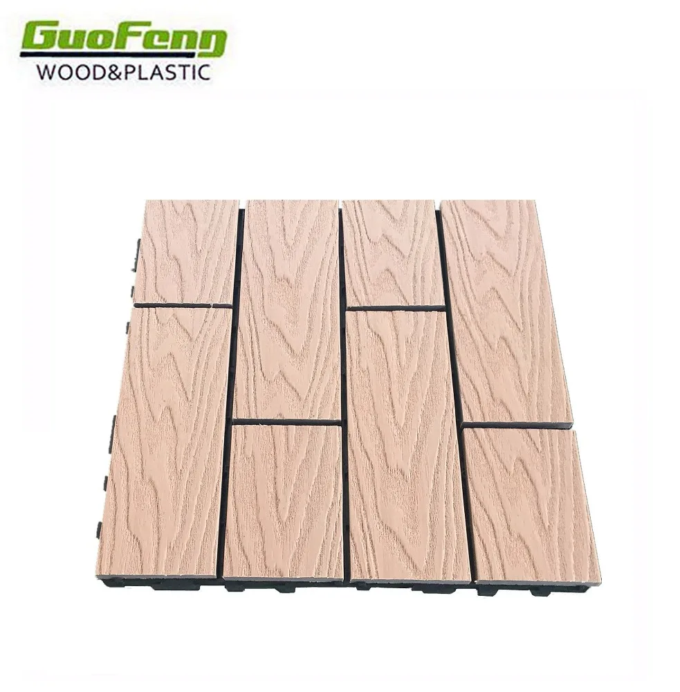 

Interlocking outdoor tile wood plastic composite WPC decking tile easy to install