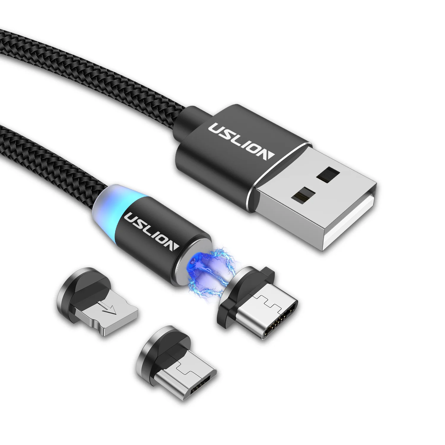 Free Shipping USLION 1M(3.3ft) Magnetic Charger Cable for Mobile Phone Micro USB Cable