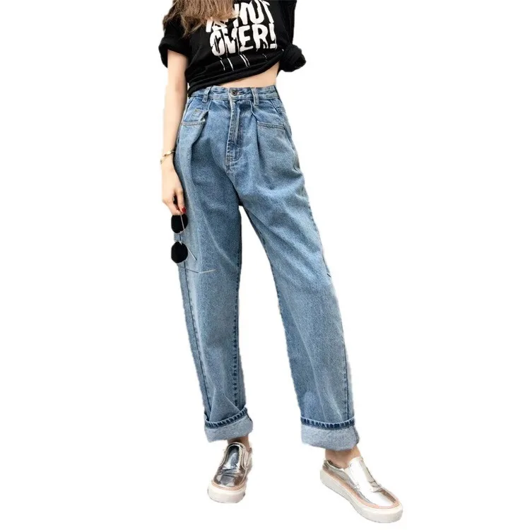 

loose pants women wholesale high waist fashion BF style jeans for women, Picture color