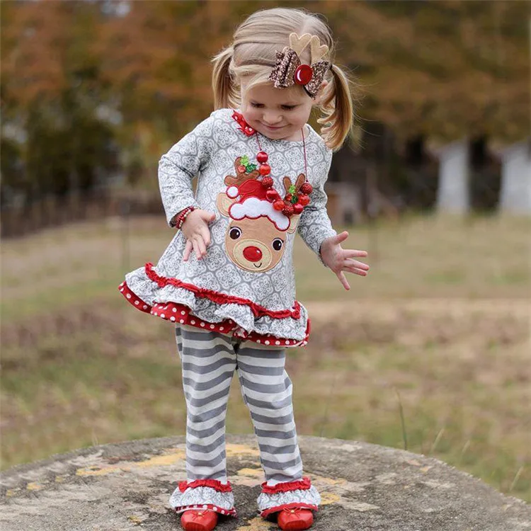 Wholesale Cute Baby Christmas Outfits Kids Christmas Clothing Set Girls