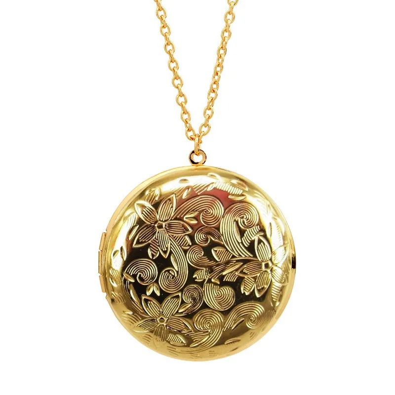 

2018 Can Put Photo Locket Pendant Necklace Openable Round Shape Box Choker Photo Frame Necklace Jewelry For Women