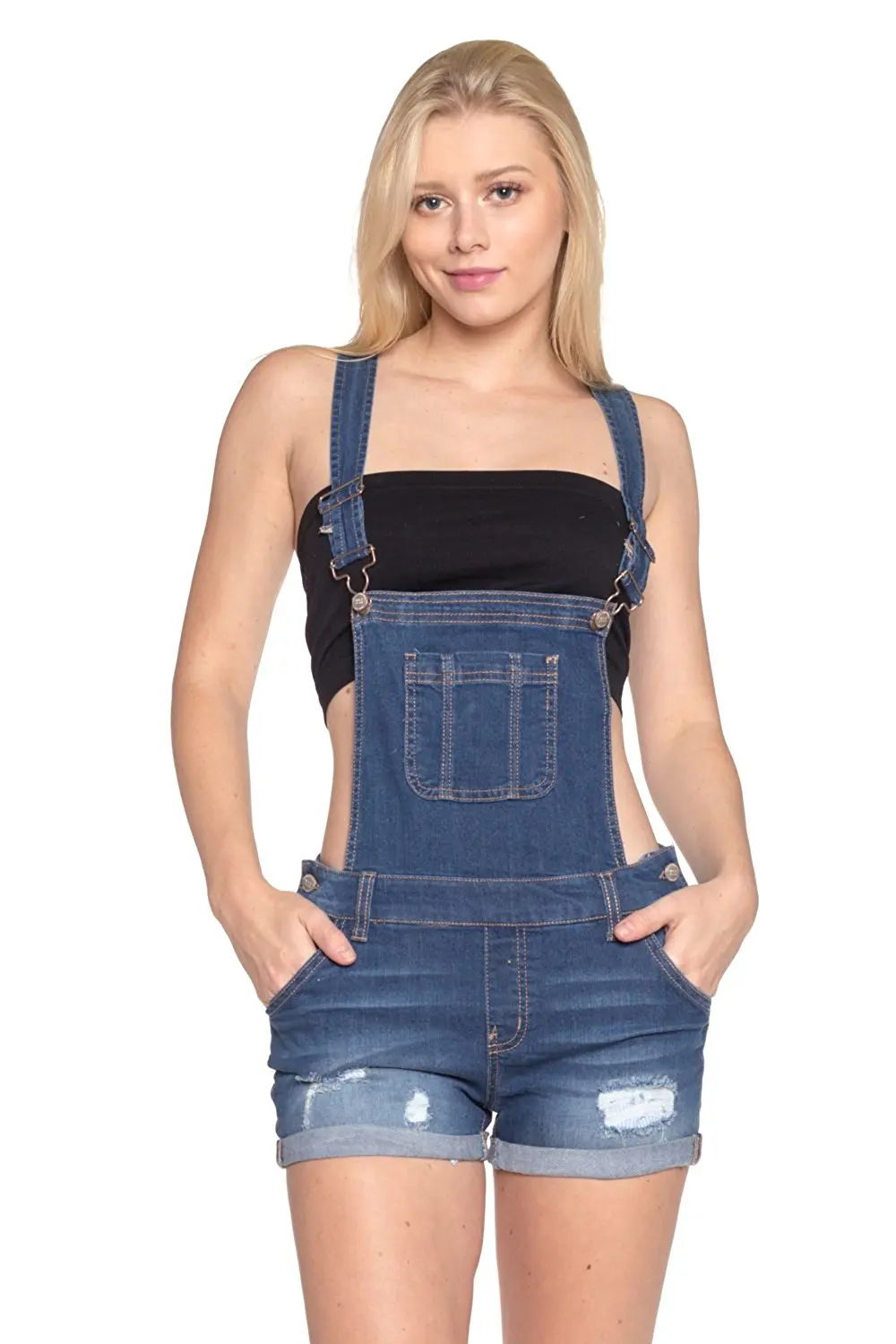 jean short overalls womens