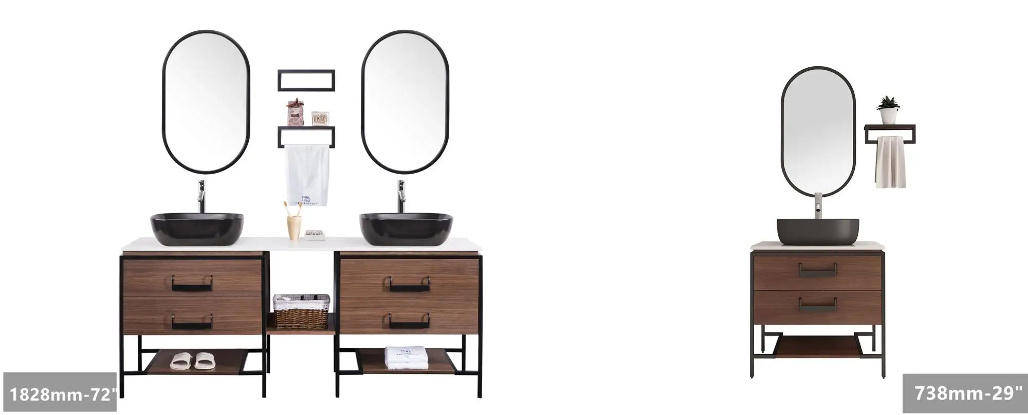 Walnut Single Sink Target Slim Bathroom Vanity With Oval Mirror Combo For Metal Legs Buy Metal Legs For Bathroom Vanity