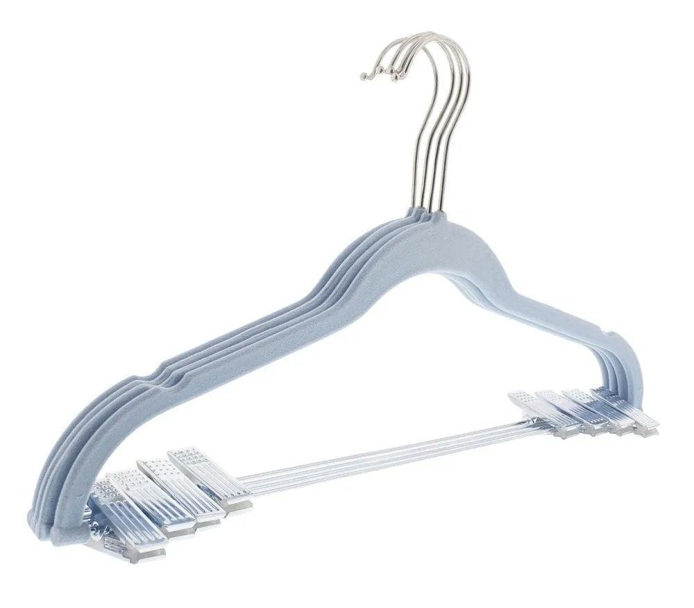 Inspring Wholesale Adjustable Clips Velvet Flocked Felt Clothes Hangers