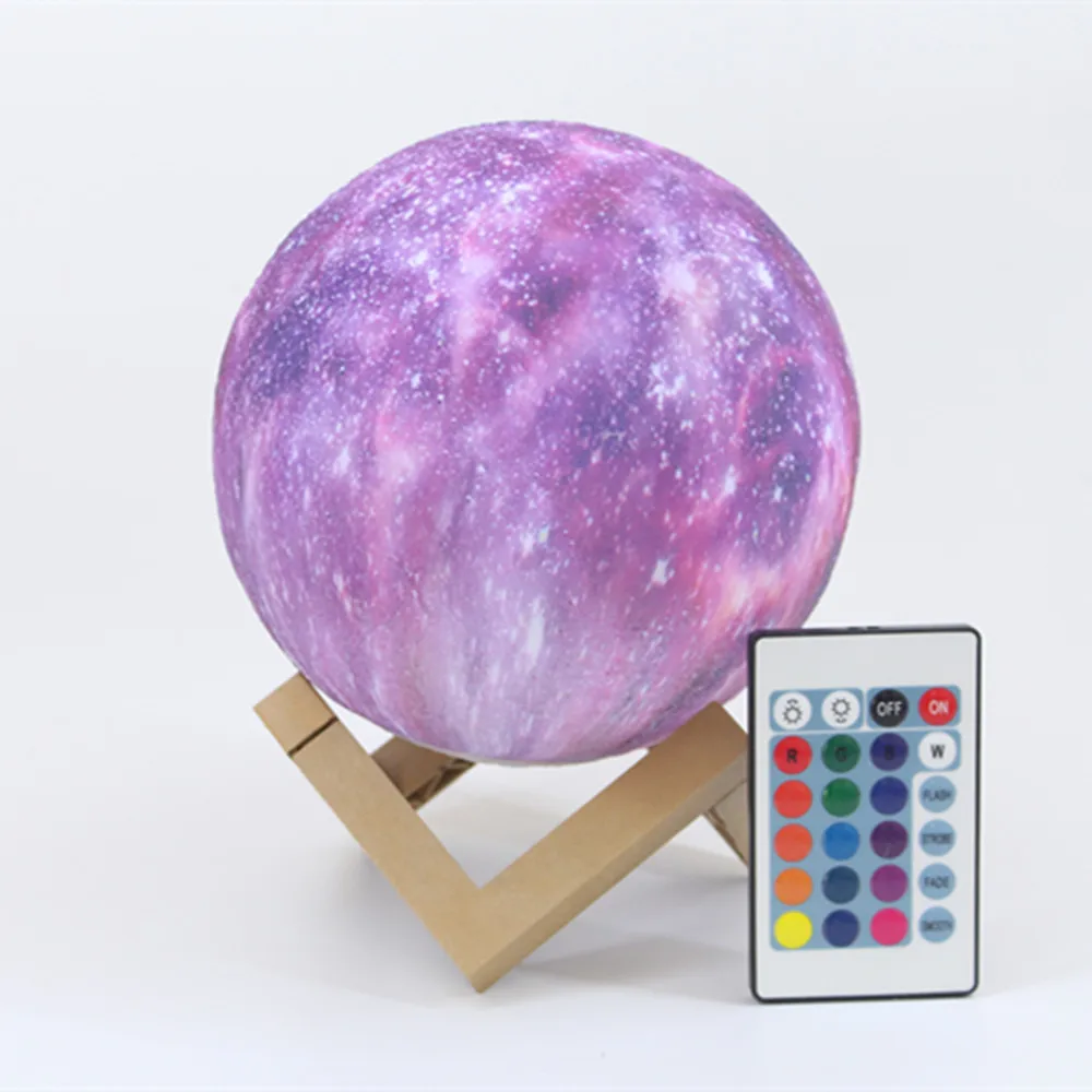 3D Moon Lamp Starry Sky Night Light 16 Colours Touch Switch Remote Control Star Moon Lamp