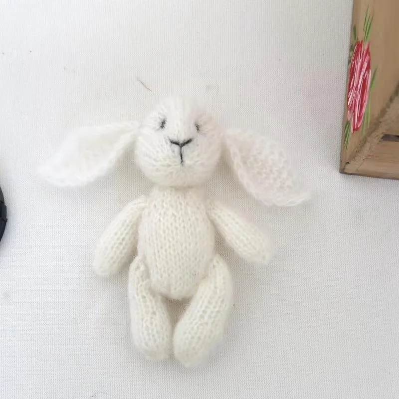 

Knitted Doll Long Ear Stuffed Bunny Props Newborn Photo Prop Toy Crochet Baby Animal Doll Handmade Mini Rabbit Bunny Prop, Multiple color