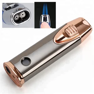 Image of Luxurious Windproof Flame Butane Gas Jet Torch Cigar Lighter