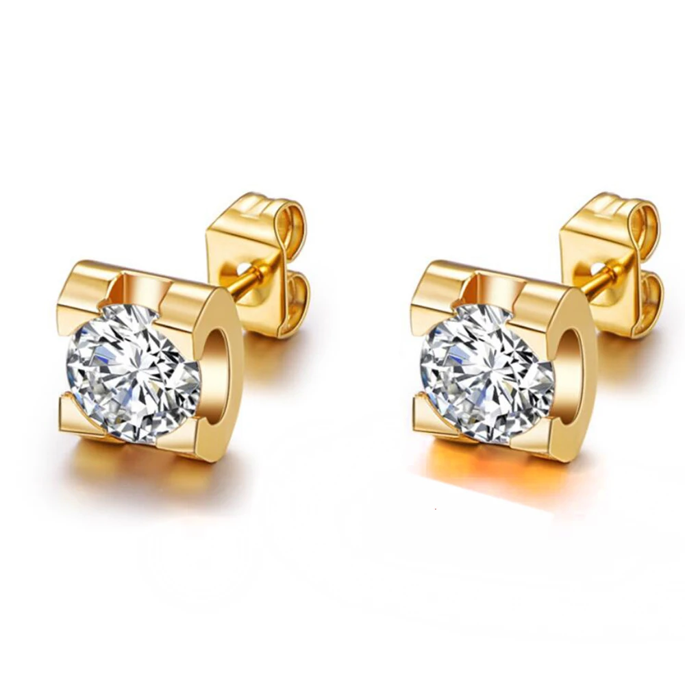 

Brand Design Stainless Steel Stud Earrings Hot Sale Women Zircon Rose Gold Stud Earrings Fashion Accessories