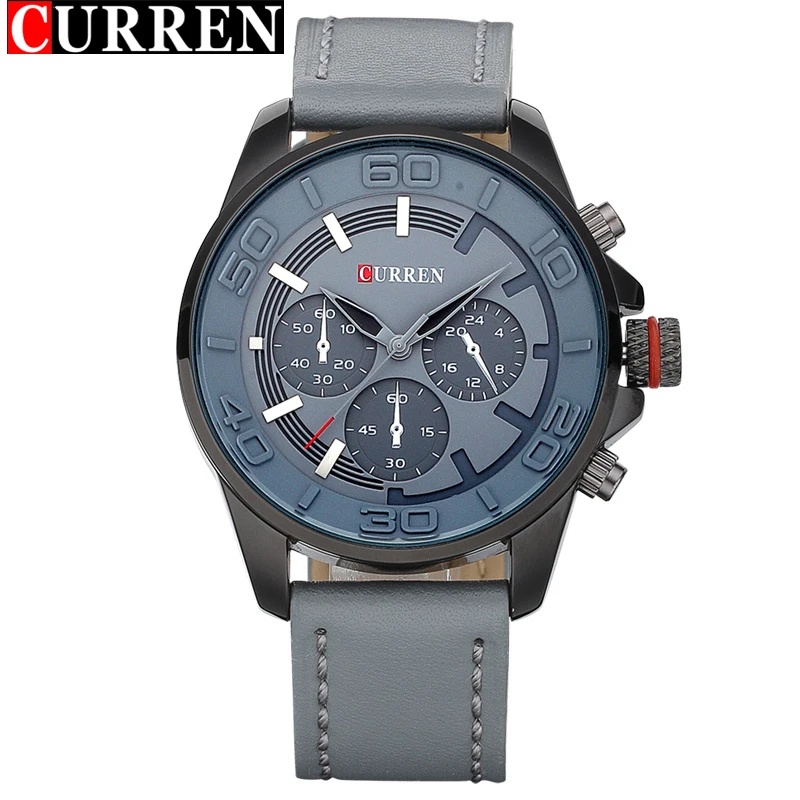 

Curren new fashion top brand luxury men watches with leather strap quartz wristwatch sport watch 8187