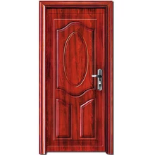 Западная Мексиканская шесть панель американский стиль сталь деревянные межкомнатные двери вишневый цвет с реальным фото