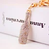 Zircon Car Keychain Gifts For Women Key Chain Lobster Buckle Alloy Keyring Wine Bottle Rhinestone Crystal Keychains Bag Pendant