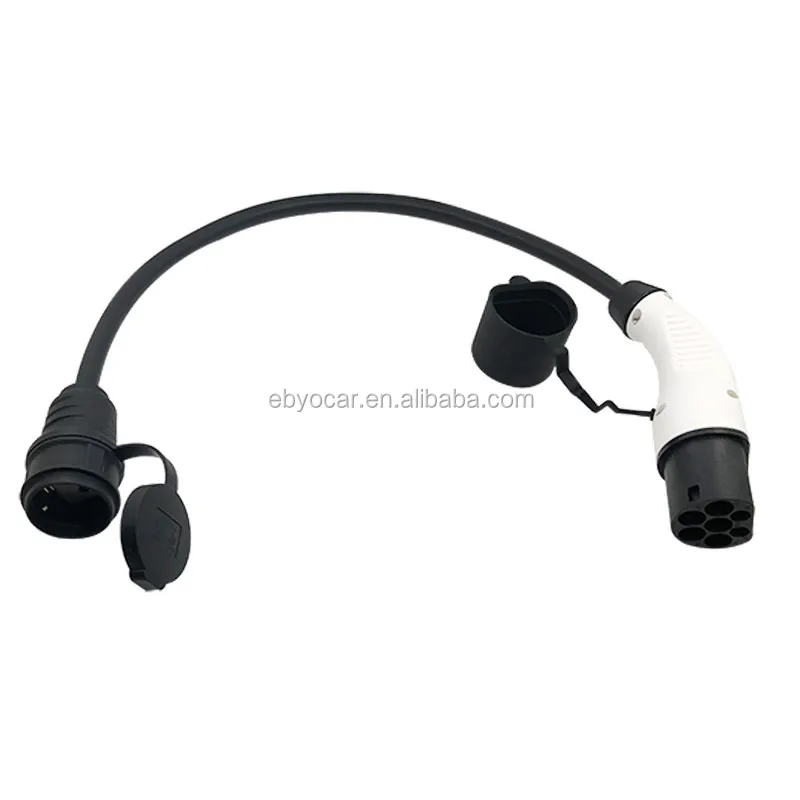 16a 32a Type 2 To Shuko Socket Ev Plug Convertor Car Charger To Outlet