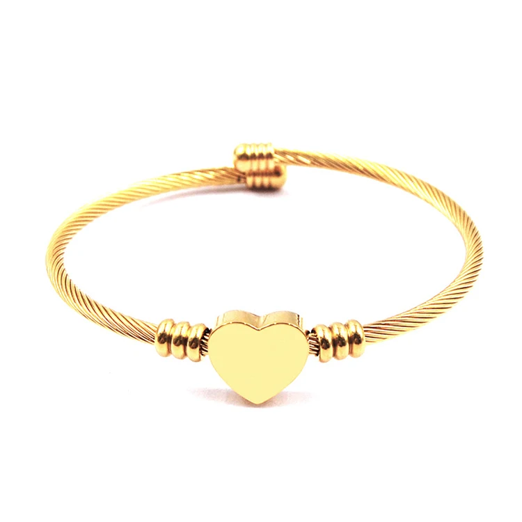 

2019 New Arrivals Stainless Steel Bracelet Sets Heart Charm Cuff Bracelet Set Jewelry, Silver;gold;rose gold