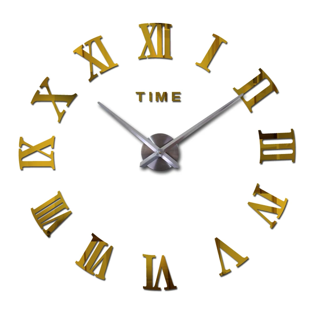 
Preciser 3D DIY Large Clock Acrylic Mirror Effect Kitchen Wall Clock 