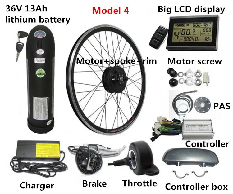 Flash Deal 36V 13AH Kettle Battery Electric Bike Kit 350W 500W Front/Rear Motor Optional With Pedal Assist Ebike Kit 10