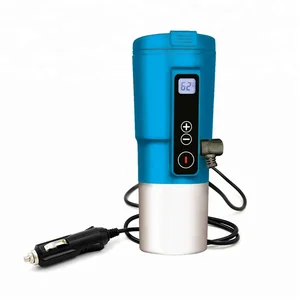 Image of temperature control travel tumbler-Redsalmon 12V Smart Electric Heated Travel Mug with LCD display 410ML/Blue