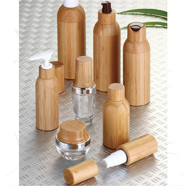 Biodegradable Wooden Cream Bottles Natural Luxury Bamboo Cosmetic
