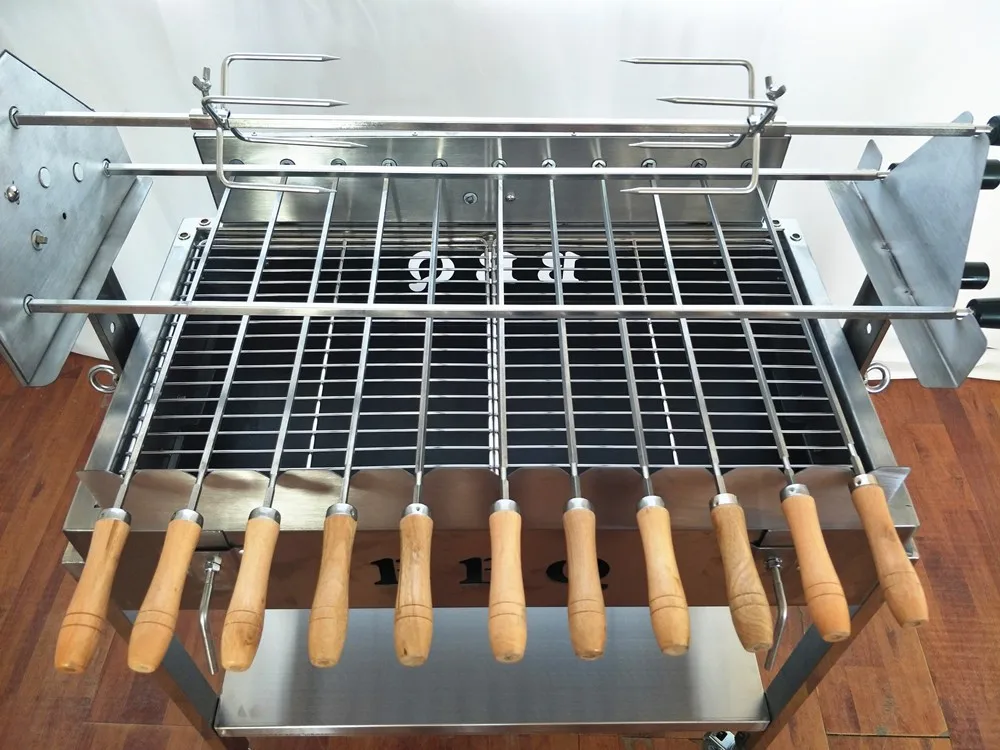 Chariot Barbecue Au Charbon De Bois Grec Brésilien Broche Chariot Barbecue Au Charbon De Bois Grec Brésilien Broche