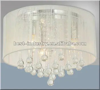 Traditional White Shade Tear Drop Flush Mount Luminaire Ceiling