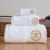 Custom logo embroidery towels bath set luxury hotel white 100 cotton in Guangzhou