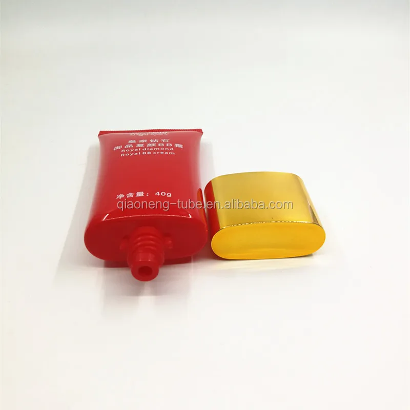 Red Curved Aluminum Tube With Mettelic Cap Hand Cream Packaging Tubes