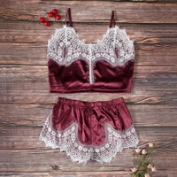 

HSZ S5214Q Hot Sale Fashion Christmas Eve Western Style Plain Color Sexy Women Short Pajamas Suit Sleep Wear for sale