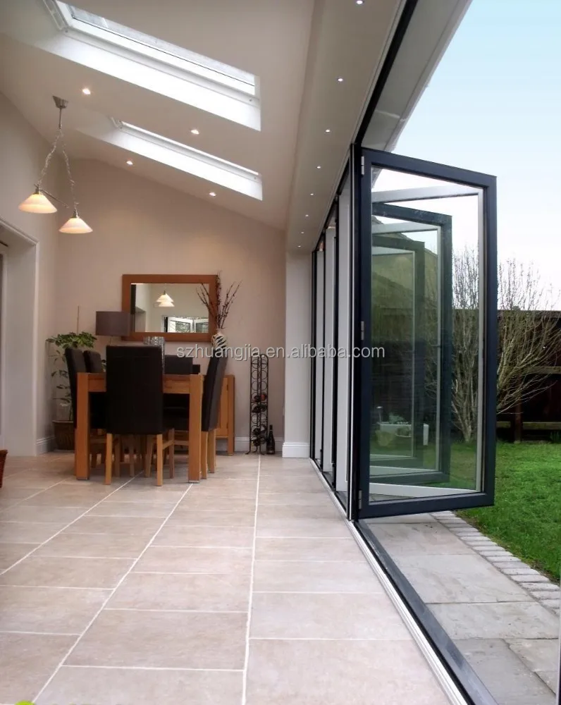 High Quality Security Accordion Roof Sliding Double Tempered Glass