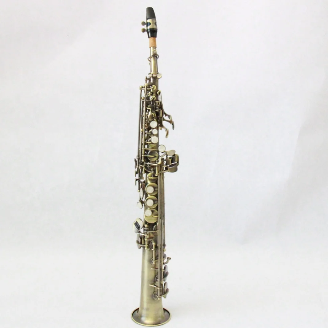 

Professional Brass Body Straight B flat Antique Soprano Saxophone, Antique color