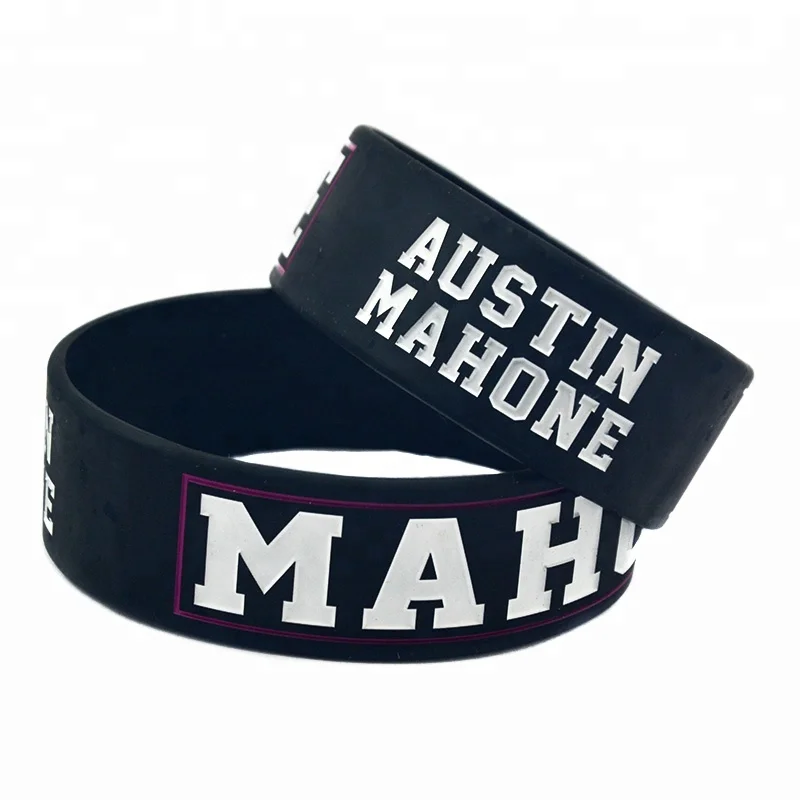 

25PCS Austin Mahone Silicone Wristband 1 Inch Wide Bracelet for Music Fans, Black and white