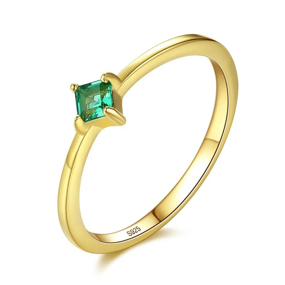 

CZCITY 925 Sterling Silver Emerald Diamond Ring Female Fine Jewelry Gift