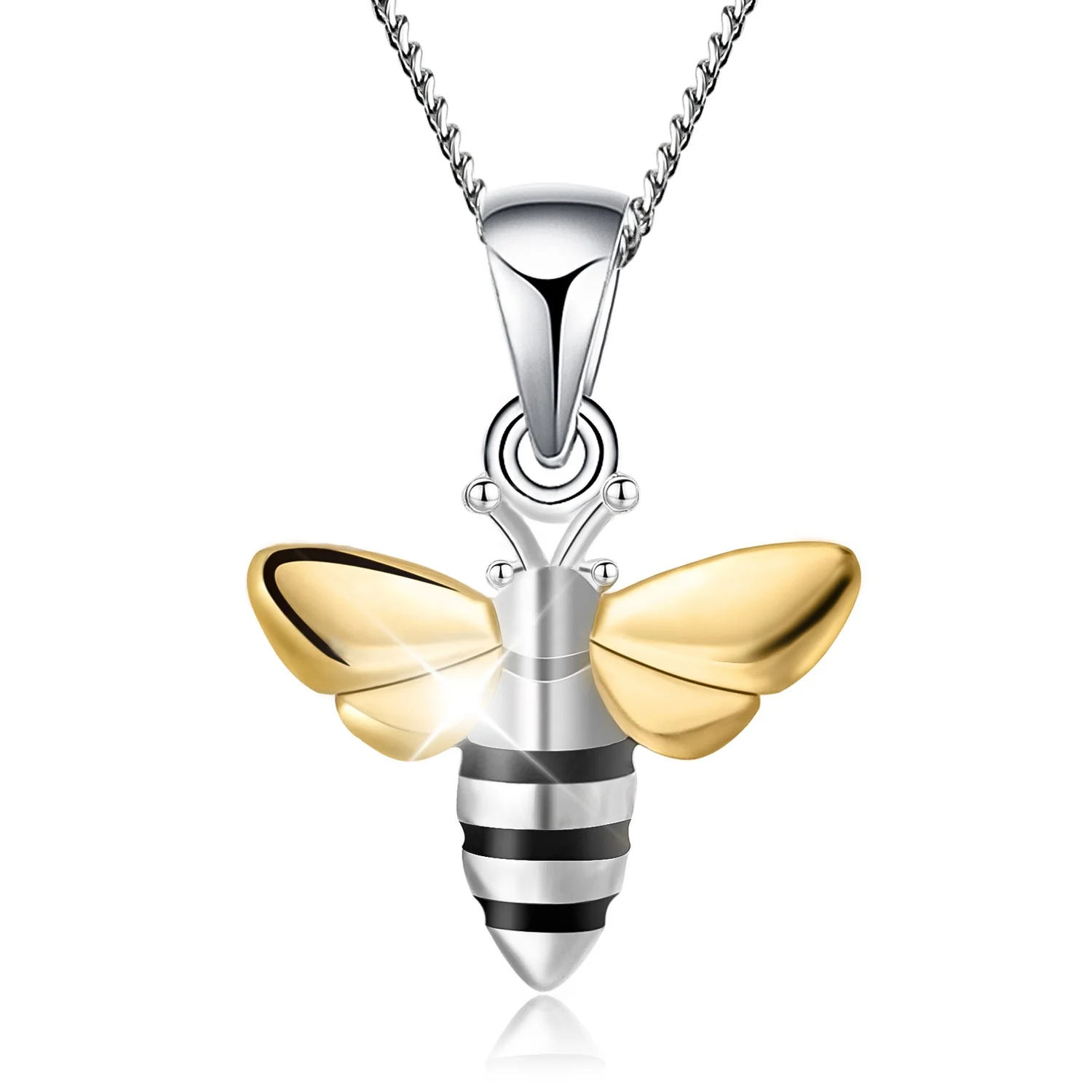 Delicate design Handmade fine silver bee pendant