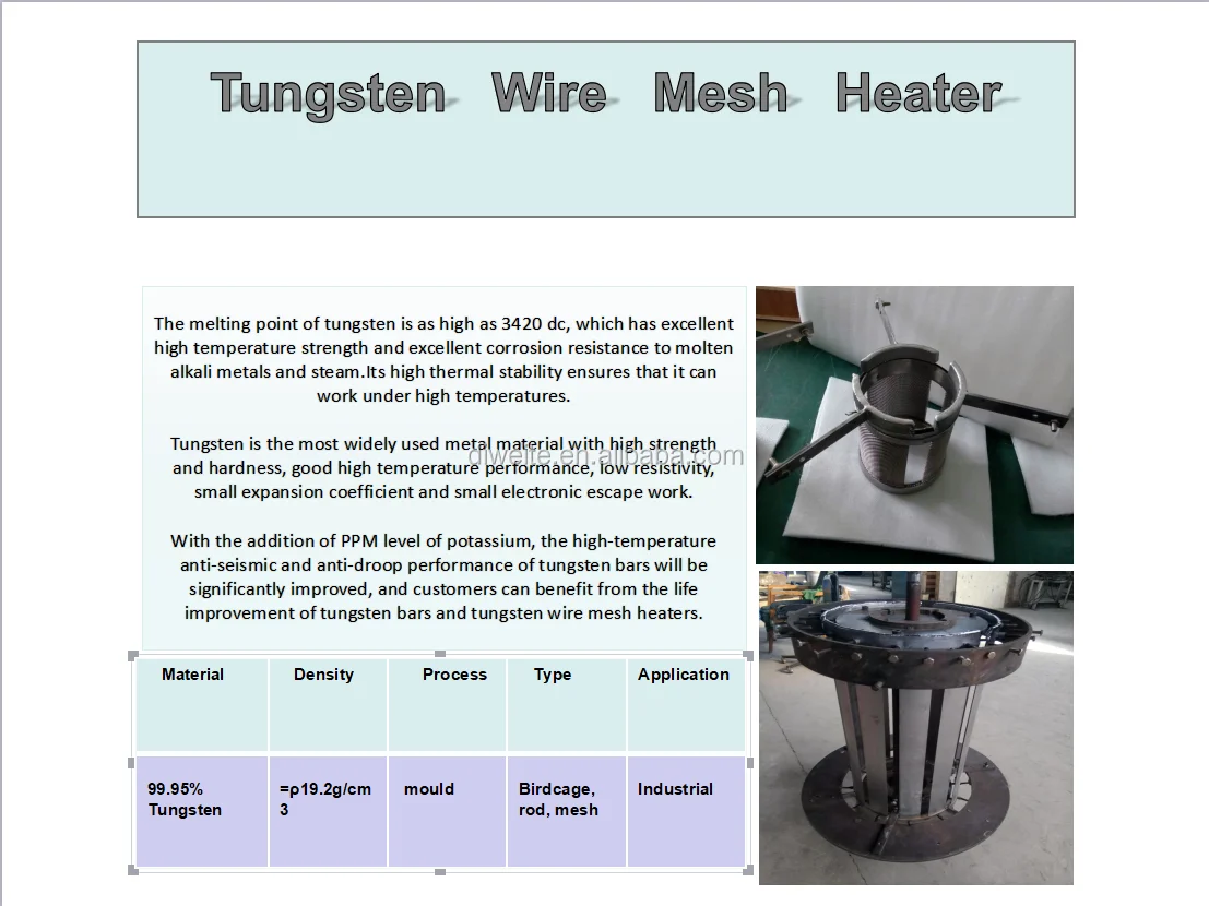 Shaanxi Yuheng High Temperature Furnace Tungsten Wire Mesh Heater Buy Tungsten Wire Mesh
