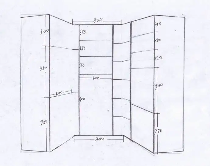 Угловой шкаф для одежды схема