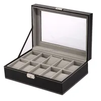 

10 Slot Luxury Leather Men Jewelry Watch Packaging Box Storage Display Case