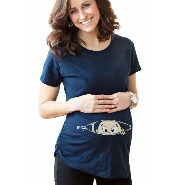 

Custom made printed funny short sleeves fit maternity t-shirt