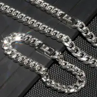 

KRKC&CO Hip Hop Charm 10mm 20inch Link Cuban Chain Miami Cuban Chain Stainless Steel Cuban Link Chain