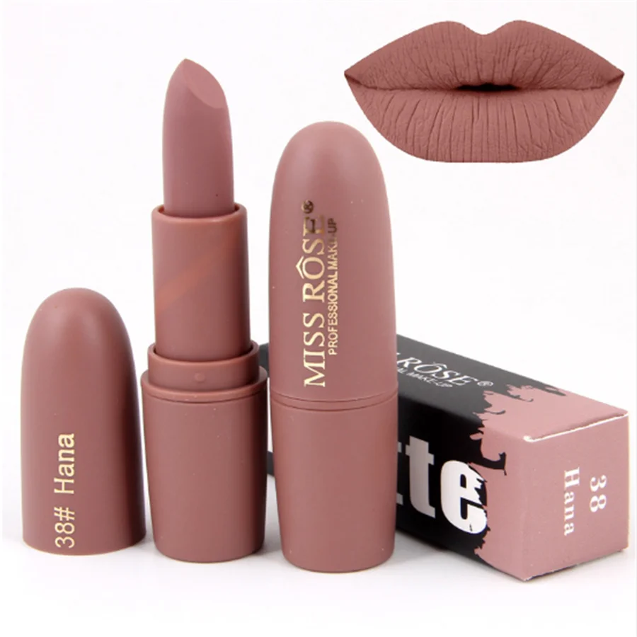 

2018 New Lipsticks For Women Lips Color Cosmetics Waterproof Long Lasting Miss Rose Nude Lipstick Matte Makeup, As item show