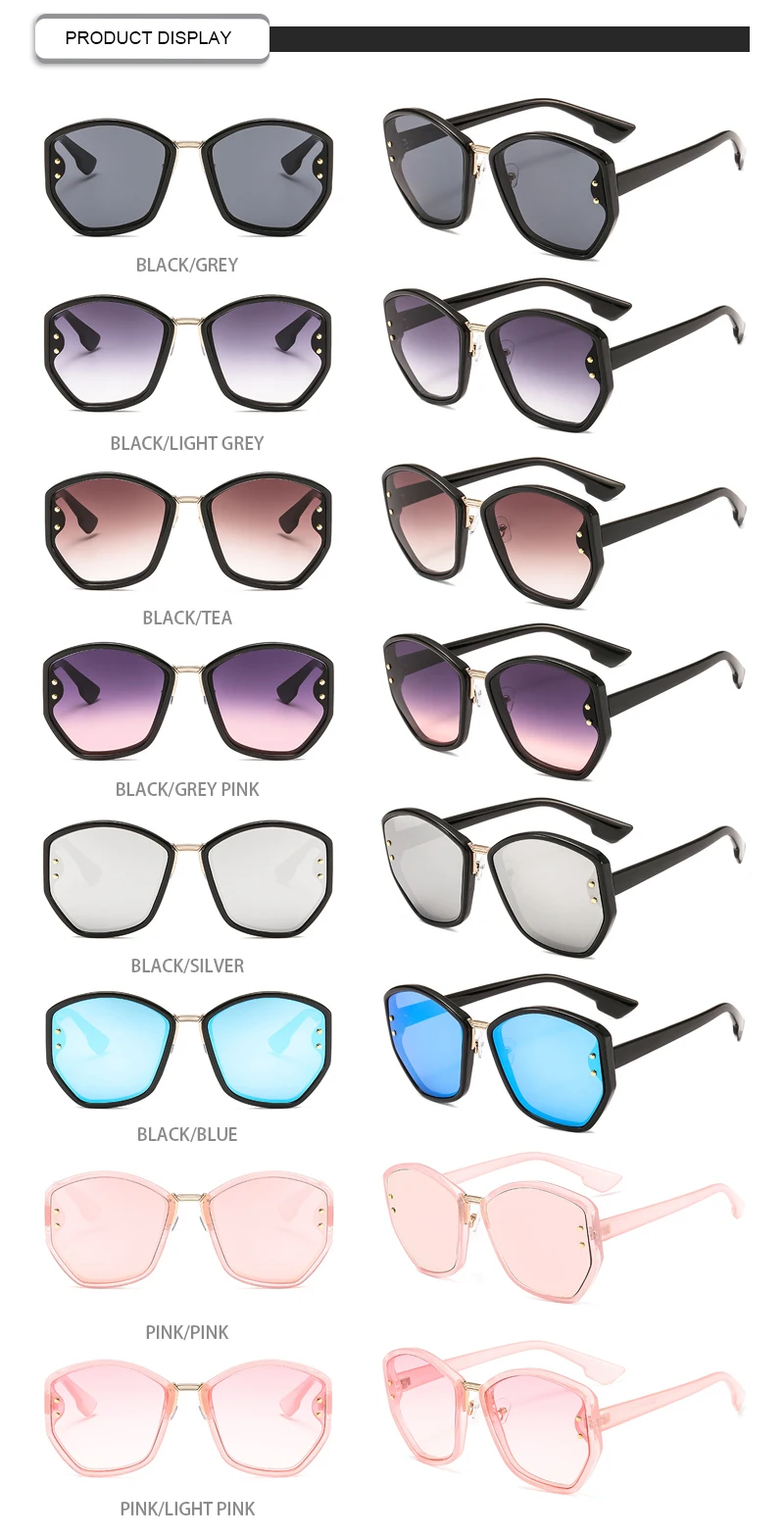 2019 Cool Metal Custom Logo Fashion Branded Sunglasses  For Men Women Square Polygon Glasses